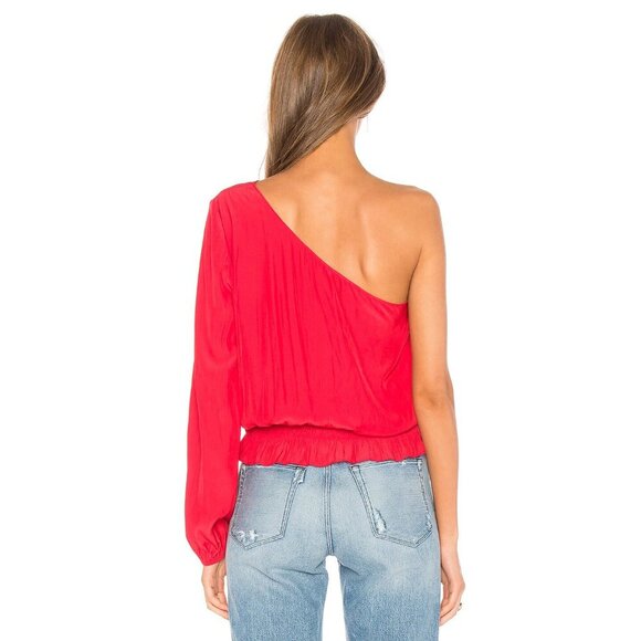 Ramy Brook Janey One Shoulder Top Bright Red Size Medium NEW NWT - Picture 2 of 9